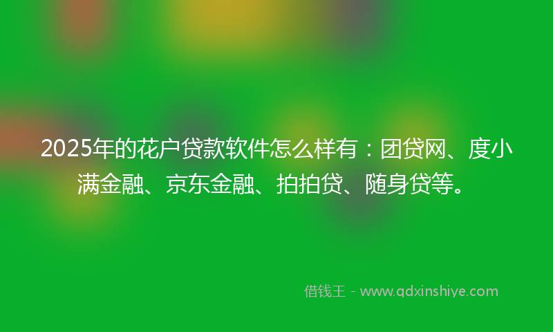 2025年的花户贷款软件怎么样有:团贷网、度小满金融、京东金融、拍拍贷、随身贷等。
