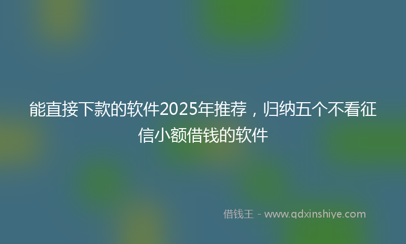 能直接下款的软件2025年推荐，归纳五个不看征信小额借钱的软件