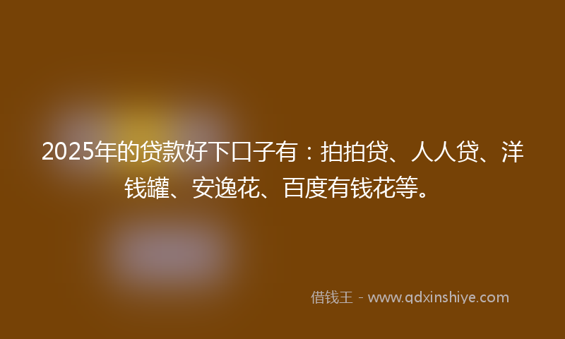 2025年的贷款好下口子有：拍拍贷、人人贷、洋钱罐、安逸花、百度有钱花等。