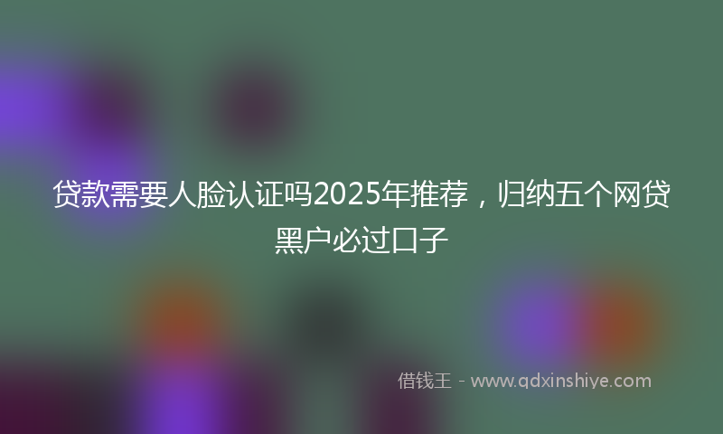 贷款需要人脸认证吗2025年推荐，归纳五个网贷黑户必过口子