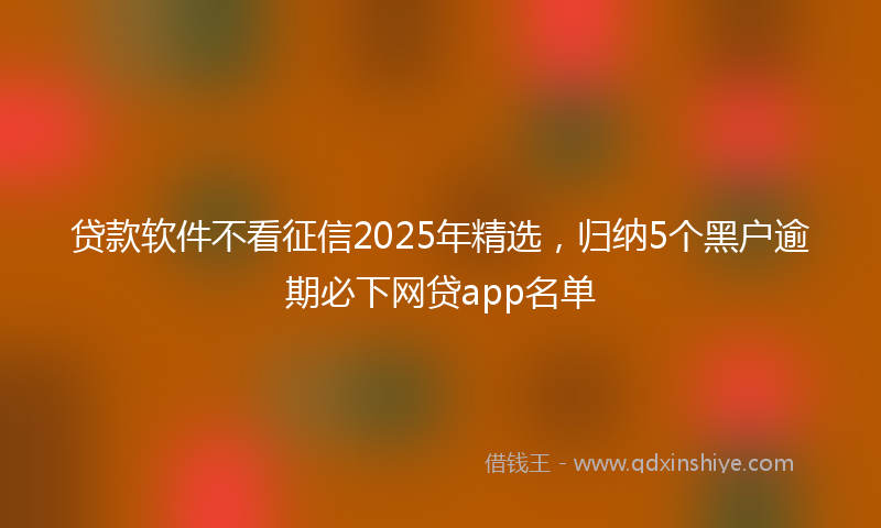贷款软件不看征信2025年精选，归纳5个黑户逾期必下网贷app名单