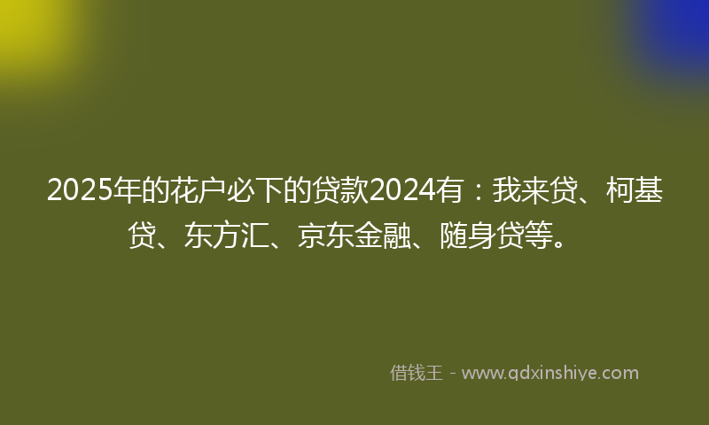 2025年的花户必下的贷款2024有：我来贷、柯基贷、东方汇、京东金融、随身贷等。