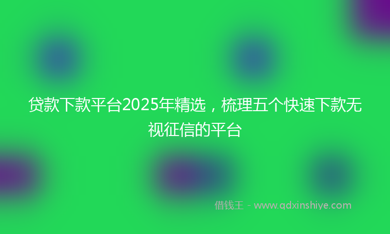 贷款下款平台2025年精选，梳理五个快速下款无视征信的平台