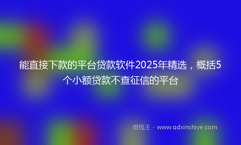 能直接下款的平台贷款软件2025年精选，概括5个小额贷款不查征信的平台