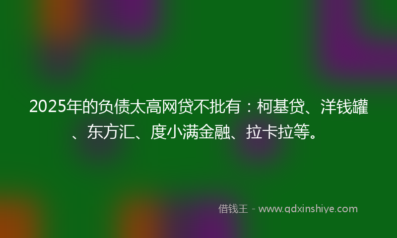 2025年的负债太高网贷不批有：柯基贷、洋钱罐、东方汇、度小满金融、拉卡拉等。