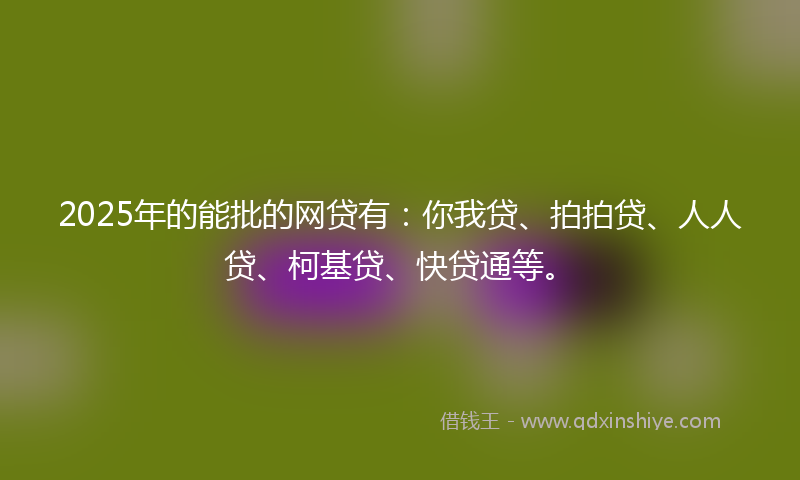 2025年的能批的网贷有：你我贷、拍拍贷、人人贷、柯基贷、快贷通等。