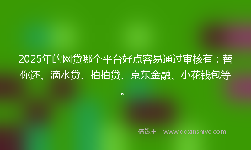 2025年的网贷哪个平台好点容易通过审核有：替你还、滴水贷、拍拍贷、京东金融、小花钱包等。