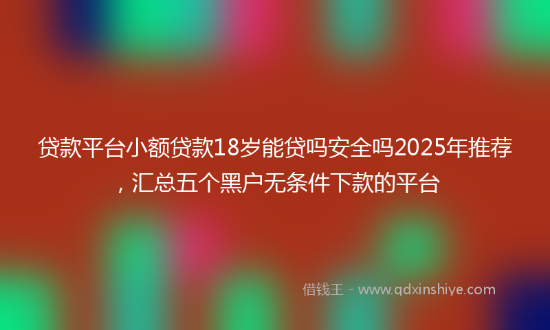 贷款平台小额贷款18岁能贷吗安全吗2025年推荐，汇总五个黑户无条件下款的平台