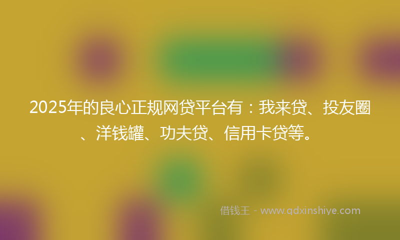 2025年的良心正规网贷平台有：我来贷、投友圈、洋钱罐、功夫贷、信用卡贷等。