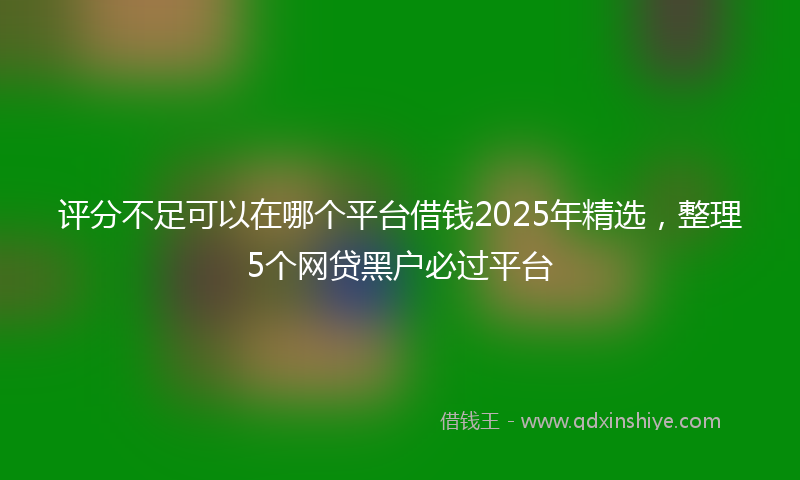 评分不足可以在哪个平台借钱2025年精选，整理5个网贷黑户必过平台