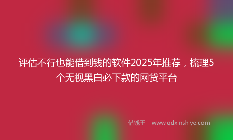 评估不行也能借到钱的软件2025年推荐，梳理5个无视黑白必下款的网贷平台