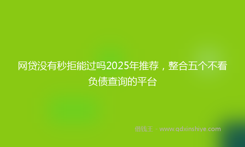 网贷没有秒拒能过吗2025年推荐，整合五个不看负债查询的平台
