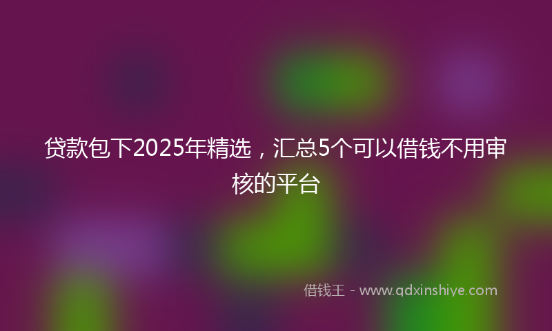 贷款包下2025年精选，汇总5个可以借钱不用审核的平台