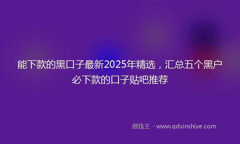 能下款的黑口子最新2025年精选，汇总五个黑户必下款的口子贴吧推荐
