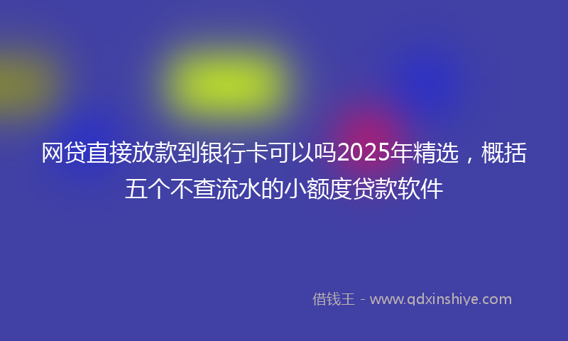 网贷直接放款到银行卡可以吗2025年精选，概括五个不查流水的小额度贷款软件