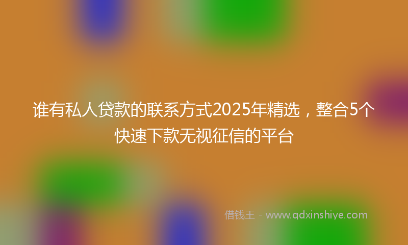 谁有私人贷款的联系方式2025年精选，整合5个快速下款无视征信的平台