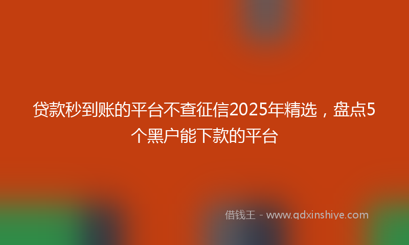 贷款秒到账的平台不查征信2025年精选，盘点5个黑户能下款的平台