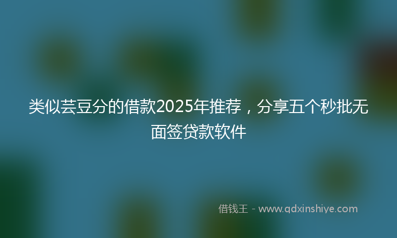 类似芸豆分的借款2025年推荐，分享五个秒批无面签贷款软件
