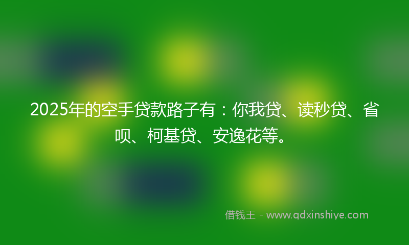 2025年的空手贷款路子有：你我贷、读秒贷、省呗、柯基贷、安逸花等。