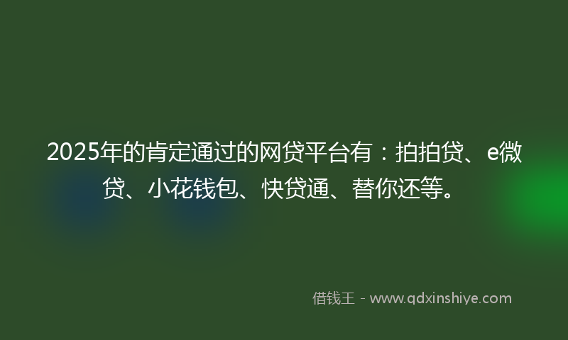2025年的肯定通过的网贷平台有：拍拍贷、e微贷、小花钱包、快贷通、替你还等。