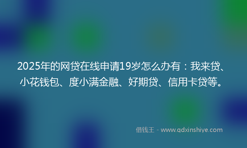 2025年的网贷在线申请19岁怎么办有：我来贷、小花钱包、度小满金融、好期贷、信用卡贷等。