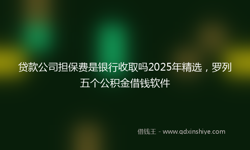 贷款公司担保费是银行收取吗2025年精选，罗列五个公积金借钱软件