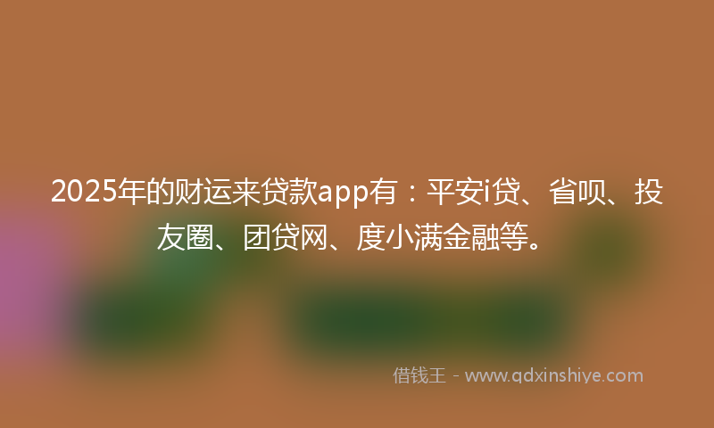2025年的财运来贷款app有：平安i贷、省呗、投友圈、团贷网、度小满金融等。