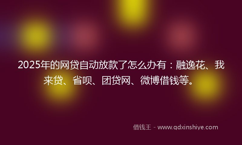 2025年的网贷自动放款了怎么办有：融逸花、我来贷、省呗、团贷网、微博借钱等。