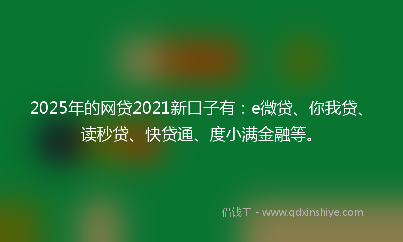 2025年的网贷2021新口子有：e微贷、你我贷、读秒贷、快贷通、度小满金融等。