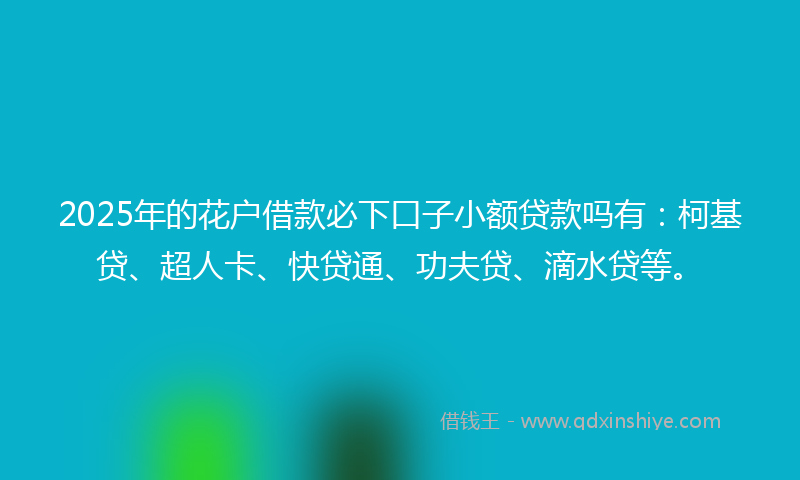 2025年的花户借款必下口子小额贷款吗有：柯基贷、超人卡、快贷通、功夫贷、滴水贷等。