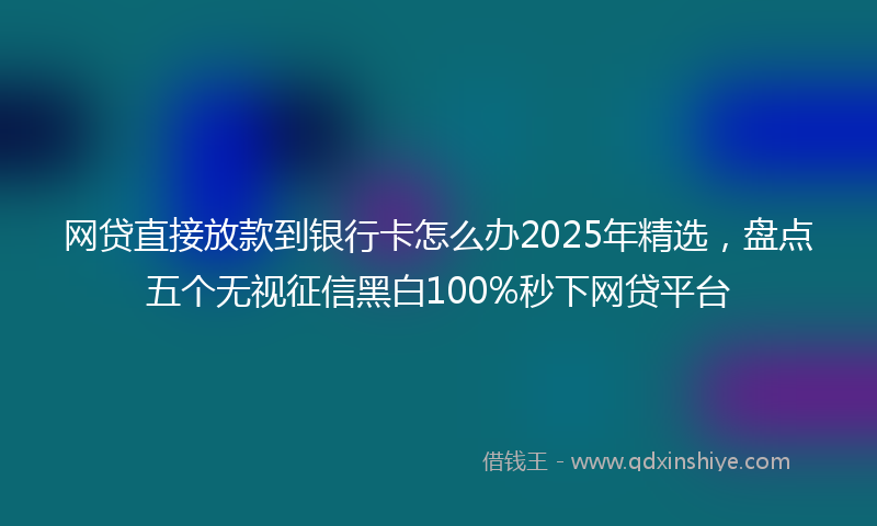 网贷直接放款到银行卡怎么办2025年精选，盘点五个无视征信黑白100%秒下网贷平台