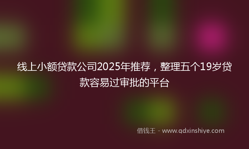 线上小额贷款公司2025年推荐，整理五个19岁贷款容易过审批的平台