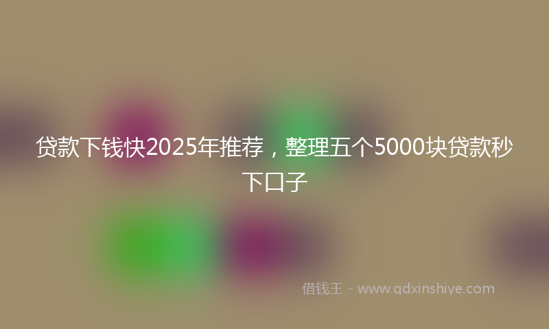贷款下钱快2025年推荐，整理五个5000块贷款秒下口子