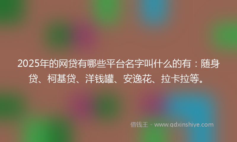 2025年的网贷有哪些平台名字叫什么的有：随身贷、柯基贷、洋钱罐、安逸花、拉卡拉等。