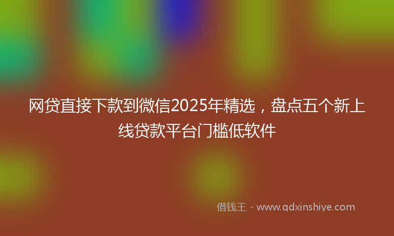 网贷直接下款到微信2025年精选，盘点五个新上线贷款平台门槛低软件