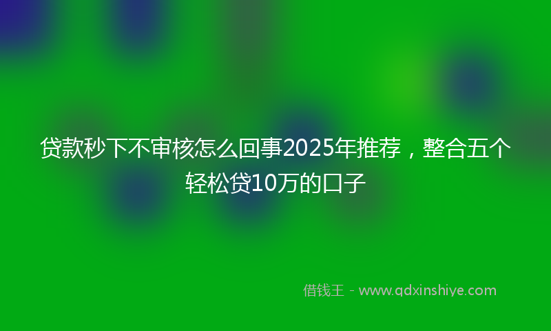 贷款秒下不审核怎么回事2025年推荐，整合五个轻松贷10万的口子