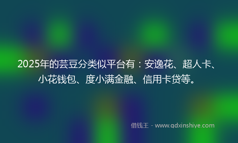 2025年的芸豆分类似平台有：安逸花、超人卡、小花钱包、度小满金融、信用卡贷等。