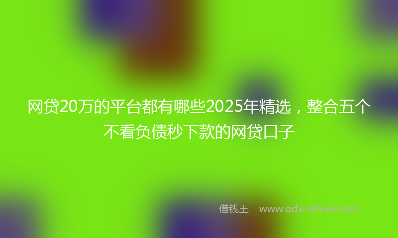网贷20万的平台都有哪些2025年精选，整合五个不看负债秒下款的网贷口子