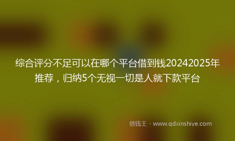 综合评分不足可以在哪个平台借到钱20242025年推荐，归纳5个无视一切是人就下款平台