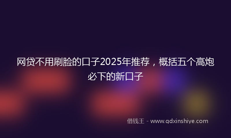 网贷不用刷脸的口子2025年推荐，概括五个高炮必下的新口子