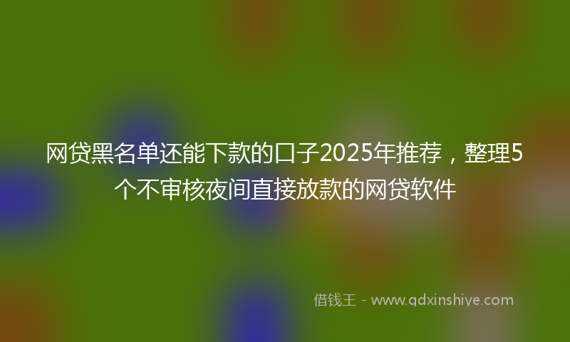 网贷黑名单还能下款的口子2025年推荐，整理5个不审核夜间直接放款的网贷软件