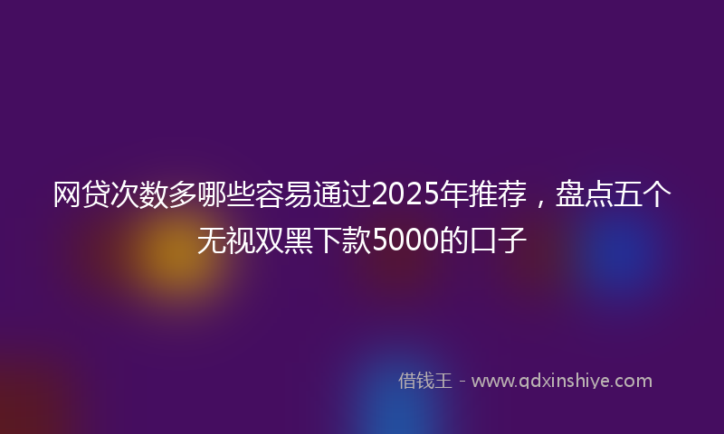 网贷次数多哪些容易通过2025年推荐，盘点五个无视双黑下款5000的口子
