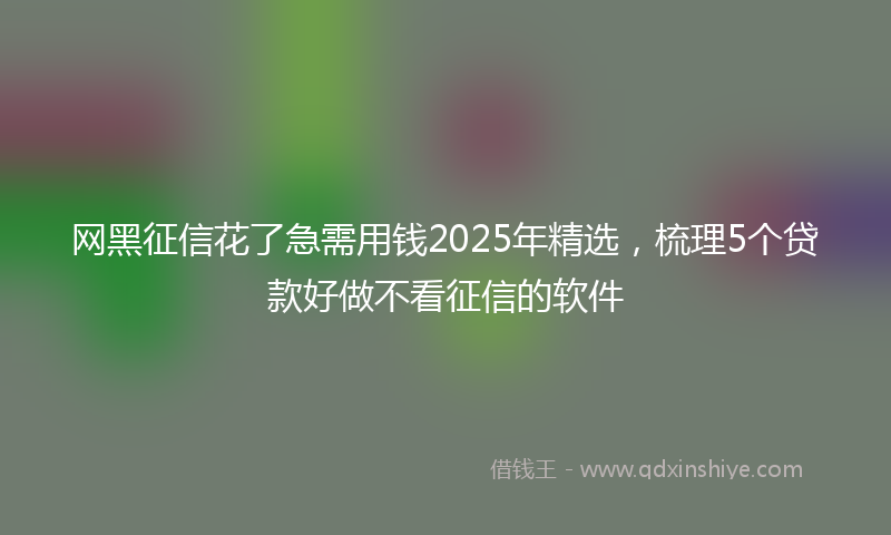 网黑征信花了急需用钱2025年精选，梳理5个贷款好做不看征信的软件