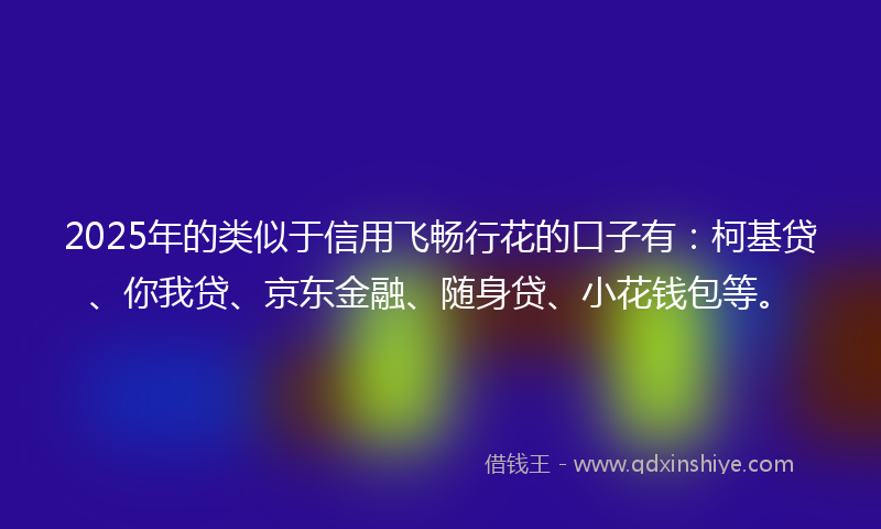 2025年的类似于信用飞畅行花的口子有：柯基贷、你我贷、京东金融、随身贷、小花钱包等。