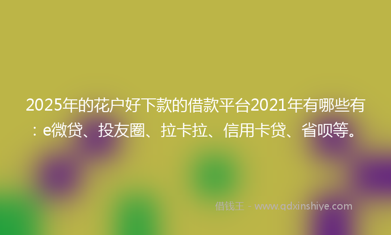 2025年的花户好下款的借款平台2021年有哪些有：e微贷、投友圈、拉卡拉、信用卡贷、省呗等。