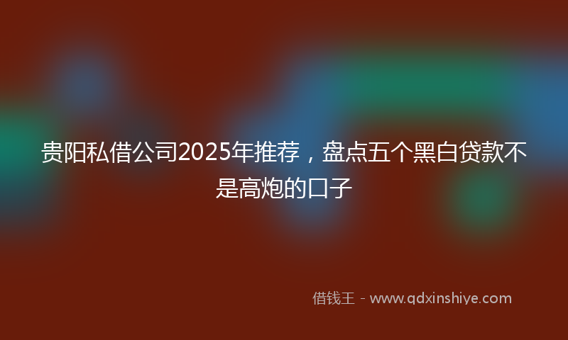 贵阳私借公司2025年推荐，盘点五个黑白贷款不是高炮的口子