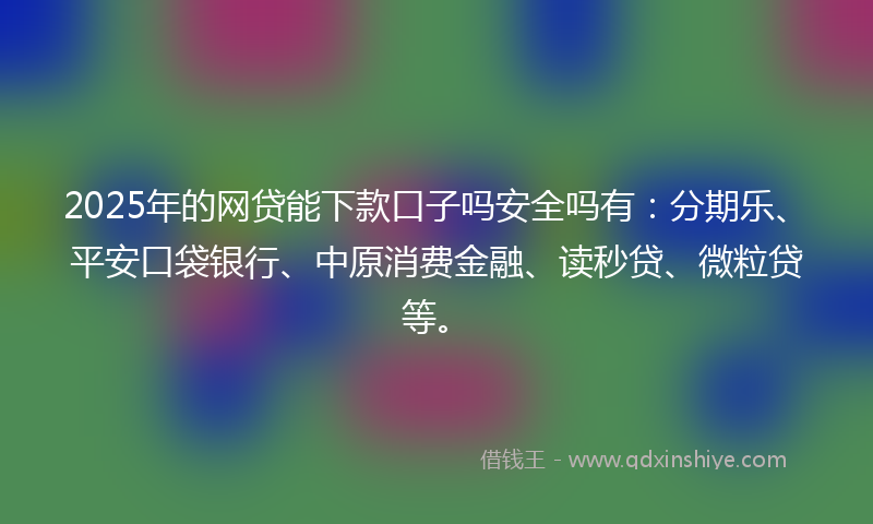 2025年的网贷能下款口子吗安全吗有：分期乐、平安口袋银行、中原消费金融、读秒贷、微粒贷等。