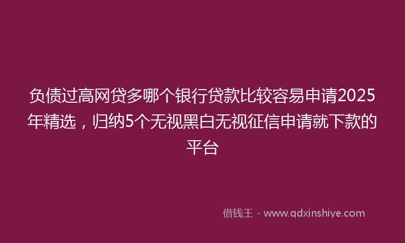负债过高网贷多哪个银行贷款比较容易申请2025年精选，归纳5个无视黑白无视征信申请就下款的平台