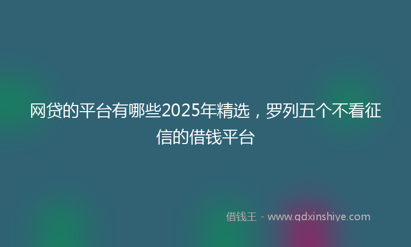 网贷的平台有哪些2025年精选，罗列五个不看征信的借钱平台