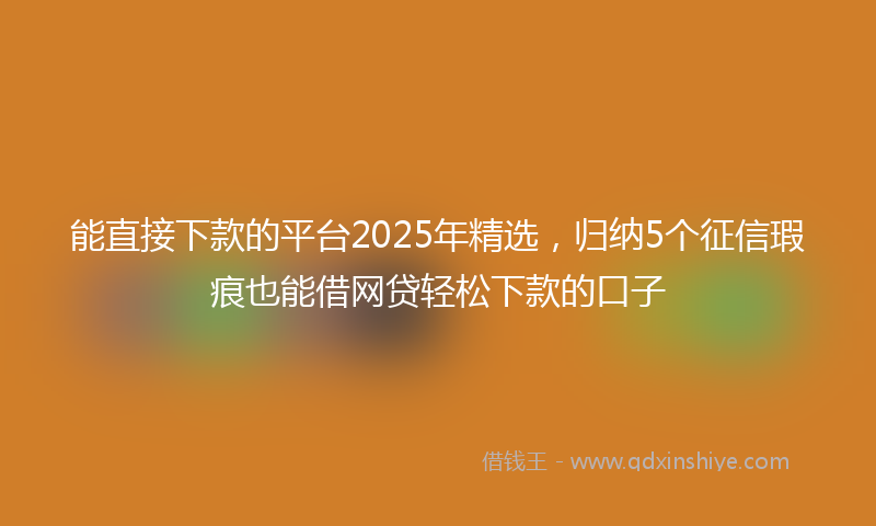 能直接下款的平台2025年精选，归纳5个征信瑕疵也能借网贷轻松下款的口子